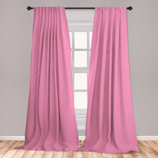East Urban Home Ambesonne Pale Pink Curtains, Baroque Pattern With